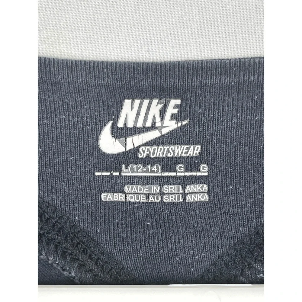 Nike Sportswear V-Neck T-Shirt Womens Large L Black Short Sleeve Swoosh Logo